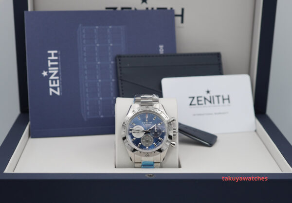 BRAND NEW Zenith CHRONOMASTER SPORT EL PRIMERO BLUE DIAL BRACELET 2024 FULL SET - Image 2