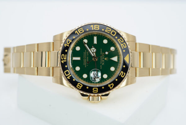 Rolex 116718 18K YELLOW GOLD GMT MASTER II GREEN DIAL BOXES PAPERS - Image 9