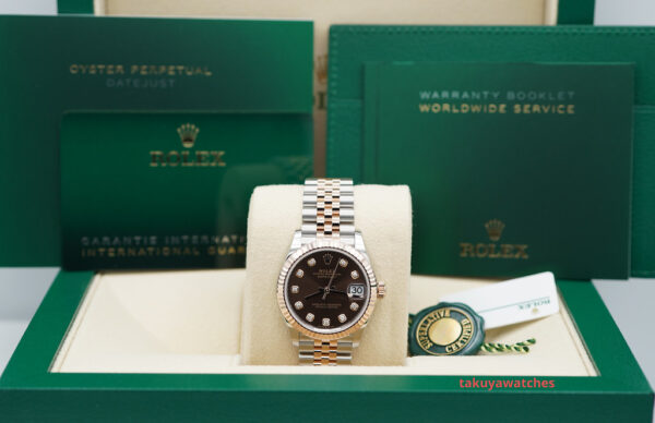 BRAND NEW Rolex 278271 DATEJUST 31 ROSE GOLD STEEL CHOCOLATE DIAMONDS DIAL FULL SET - Image 2