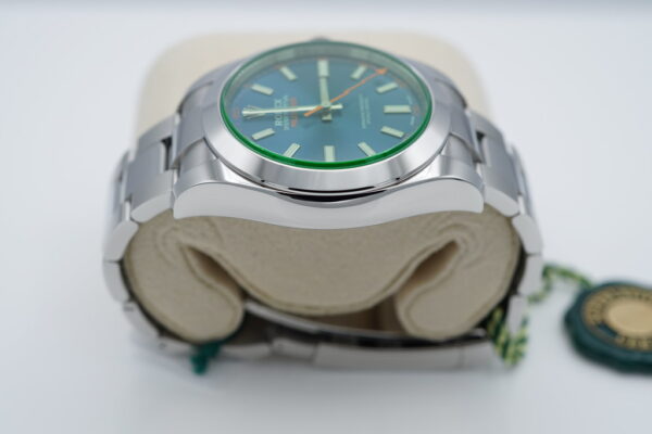 NEW Rolex 116400GV MILGAUSS GREEN CRYSTAL Z BLUE DIAL 2023 WARRANTY SET - Image 4