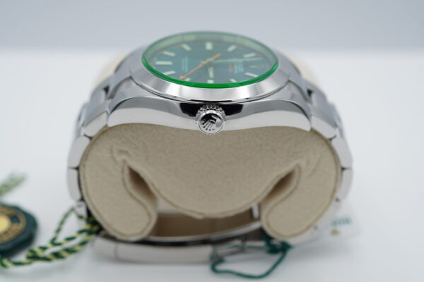 NEW Rolex 116400GV MILGAUSS GREEN CRYSTAL Z BLUE DIAL 2023 WARRANTY SET - Image 3