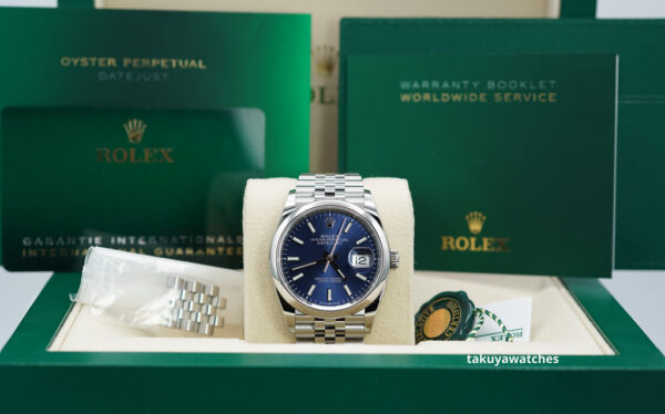 NEW Rolex 126200 DATEJUST 36 BLUE STICK DIAL JUBILEE BAND 2024 COMPLETE SET - Image 2