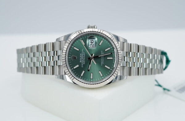 BRAND NEW Rolex 126234 DATEJUST 36 FLUTED BEZEL MINT GREEN DIAL JUBILEE 2024 FULL SET - Image 10