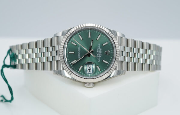 BRAND NEW Rolex 126234 DATEJUST 36 FLUTED BEZEL MINT GREEN DIAL JUBILEE 2024 FULL SET - Image 9