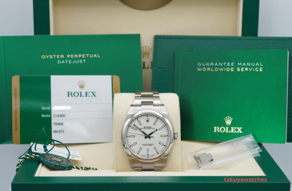 Rolex 114300 OYSTER PERPETUAL NO DATE WHITE DIAL 39MM 2020 COMPLETE SET - Image 2