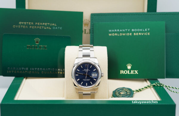 Rolex 115200 OYSTER PERPETUAL DATE 34MM BLUE DIAL OYSTER BAND 2022 FULL SET - Image 2