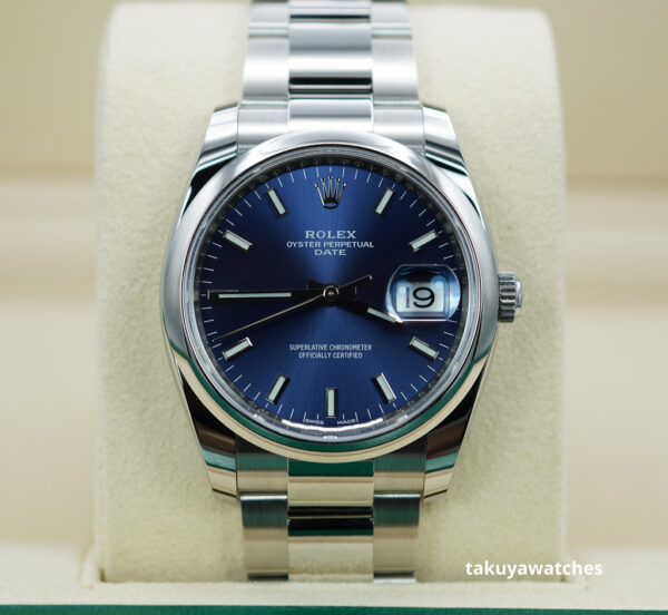 Rolex 115200 OYSTER PERPETUAL DATE 34MM BLUE DIAL OYSTER BAND 2022 FULL SET