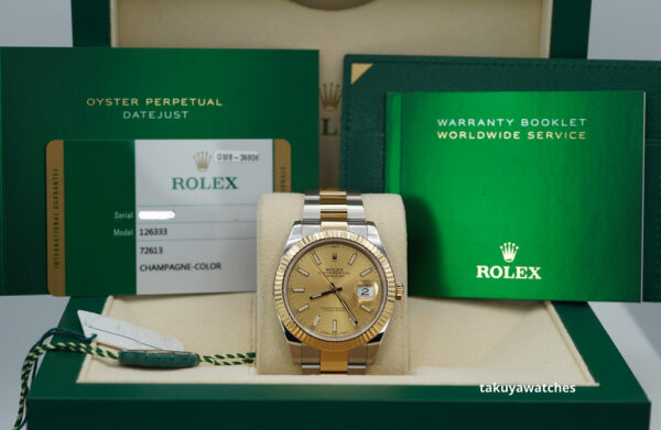 Rolex 126333 DATEJUST 41 GOLD STEEL CHAMPAGNE DIAL OYSTER BAND FULL SET - Image 2