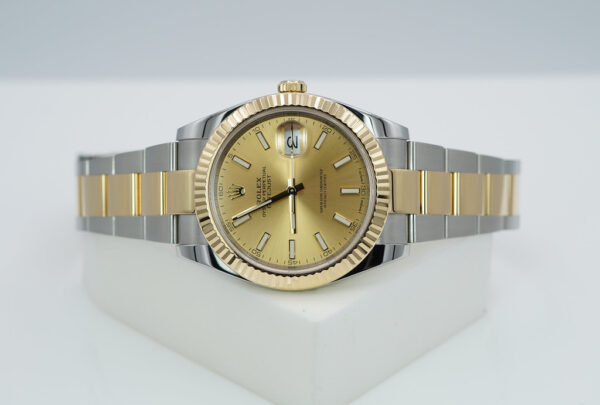 Rolex 126333 DATEJUST 41 GOLD STEEL CHAMPAGNE DIAL OYSTER BAND FULL SET - Image 10