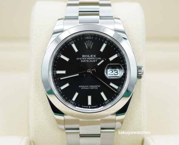 Rolex 126300 DATEJUST 41 BLACK STICK DIAL OYSTER BAND 2021 COMPLETE SET