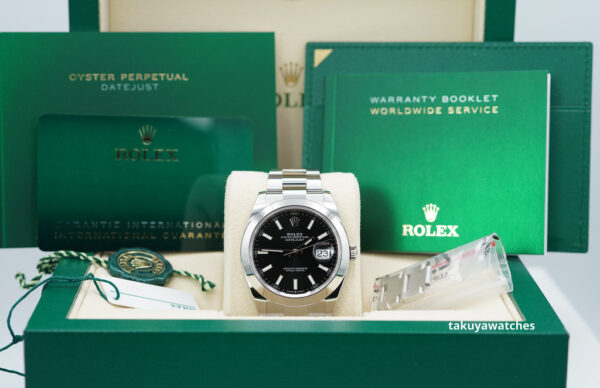 Rolex 126300 DATEJUST 41 BLACK STICK DIAL OYSTER BAND 2021 COMPLETE SET - Image 2
