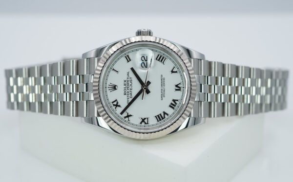 Rolex 126234 DATEJUST 36 FLUTED BEZEL WHITE ROMAN DIAL JUBILEE 2023 FULL SET - Image 9