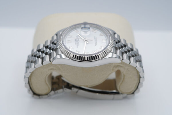 Rolex 126234 DATEJUST 36 FLUTED BEZEL WHITE ROMAN DIAL JUBILEE 2023 FULL SET - Image 4