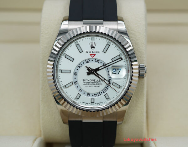 Rolex 336239 SKY-DWELLER 18K WHITE GOLD INTENSE WHITE DIAL OYSTERFLEX 2023 FULL SET