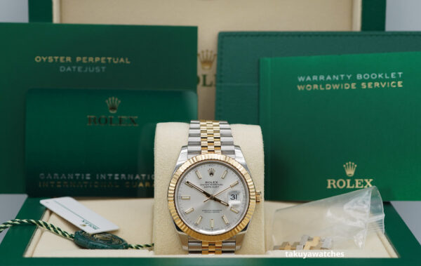 Rolex 126333 DATEJUST 41 YELLOW GOLD STEEL SILVER DIAL JUBILEE 2022 WARRANTY - Image 2