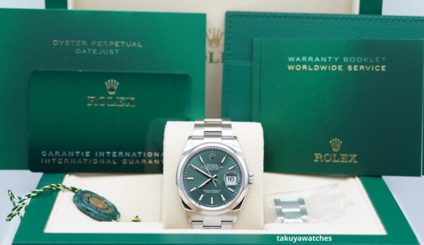 Rolex 126200 DATEJUST 36 MINT GREEN DIAL OYSTER BAND 2020 WARRANTY FULL SET - Image 2