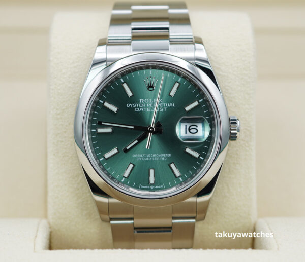 Rolex 126200 DATEJUST 36 MINT GREEN DIAL OYSTER BAND 2020 WARRANTY FULL SET