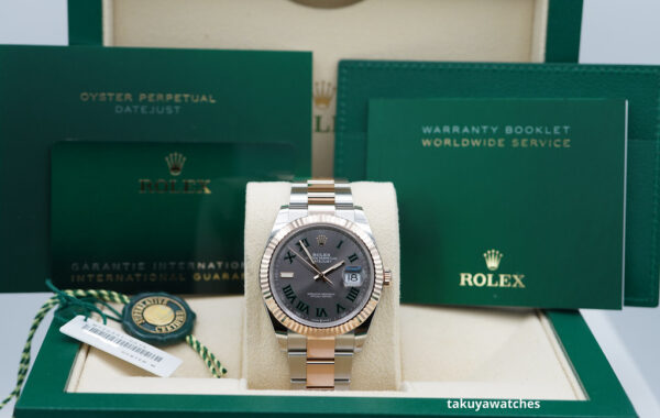 Rolex 126331 DATEJUST 41 18K ROSE GOLD STEEL WIMBLEDON DIAL 2023 FULL SET - Image 2