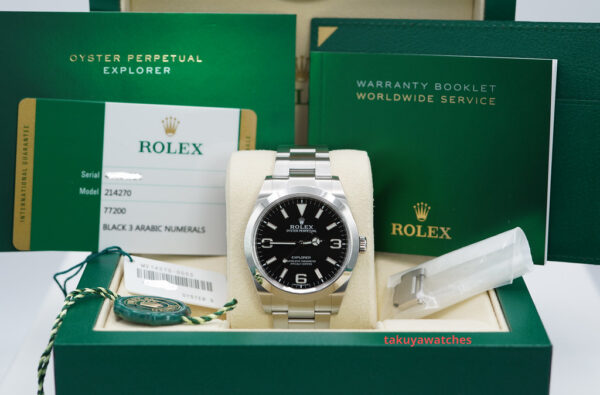 Rolex 214270 EXPLORER STAINLESS STEEL FULL LUME DIAL 39MM 2018 FULL SET - Image 2