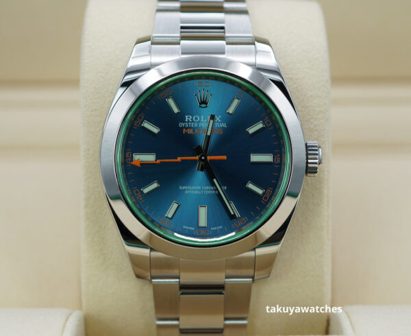 Rolex 116400GV MILGAUSS GREEN CRYSTAL Z BLUE DIAL 2019 FULL SET
