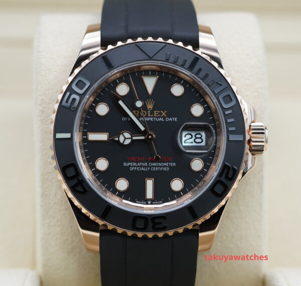 Rolex 126655 YACHTMASTER EVEROSE GOLD OYSTERFLEX 40MM 2021 WARRANTY FULL SET