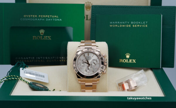 Rolex 116505 DAYTONA ROSE GOLD SUNDUST BAGUETTE DIAMONDS DIAL 2022 FULL SET - Image 2