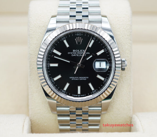Rolex 126334 DATEJUST 41 FLUTED BEZEL BLACK STICK DIAL JUBILEE 2023 FULL SET