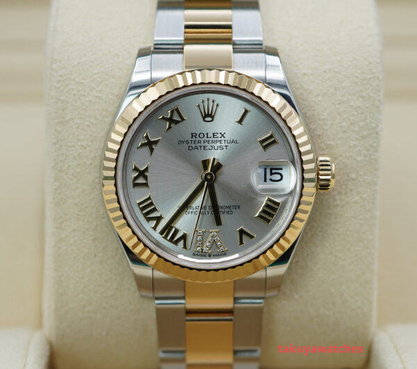 Rolex 278273 DATEJUST 31 YELLOW GOLD STEEL SILVER VI DIAMOND DIAL FULL SET