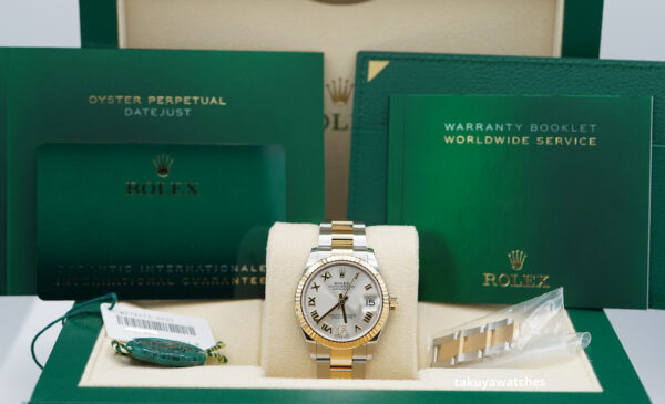 Rolex 278273 DATEJUST 31 YELLOW GOLD STEEL SILVER VI DIAMOND DIAL FULL SET - Image 2