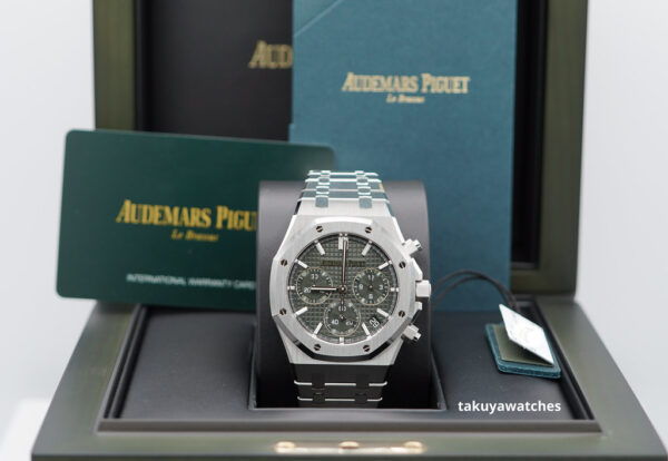 BRAND NEW Audemars PIGUET ROYAL OAK CHRONOGRAPH 26240ST GREEN DIAL 2024 FULL SET - Image 2