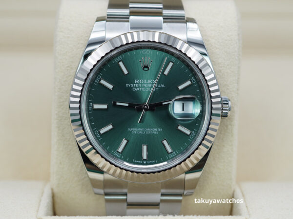 BRAND NEW Rolex 126334 DATEJUST 41 FLUTED BEZEL MINT GREEN DIAL 2024 COMPLETE SET