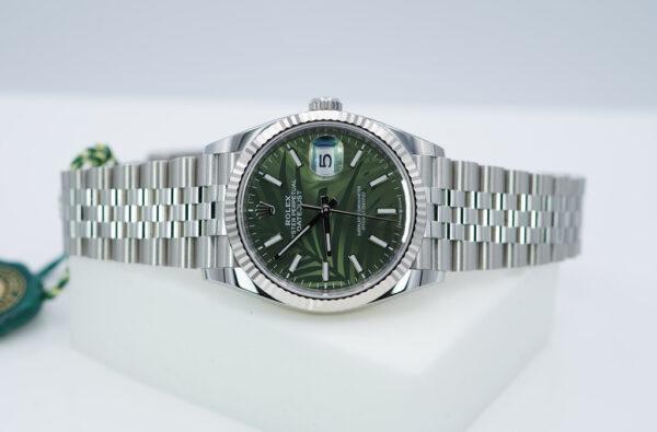 NEW Rolex 126234 DATEJUST GREEN PALM DIAL JUBILEE BAND 2021 FULL SET - Image 10
