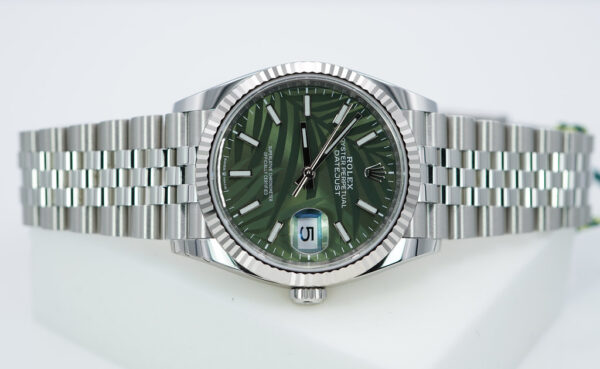 NEW Rolex 126234 DATEJUST GREEN PALM DIAL JUBILEE BAND 2021 FULL SET - Image 9