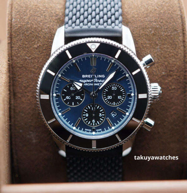 FSOT: Breitling SUPEROCEAN HERITAGE B01 CHRONOGRAPH BLUE DIAL AB0162 FULL SET