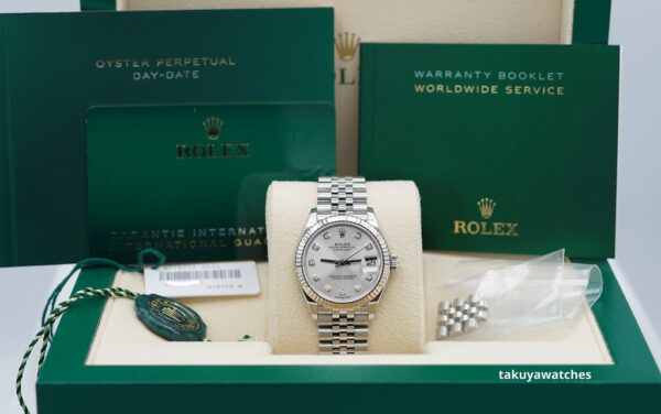 Rolex 278274 DATEJUST 31 FLUTED BEZEL SILVER DIAMOND DIAL JUBILEE 2022 FULL SET - Image 2