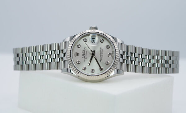 Rolex 278274 DATEJUST 31 FLUTED BEZEL SILVER DIAMOND DIAL JUBILEE 2022 FULL SET - Image 10
