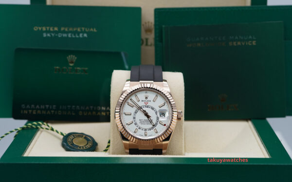 Rolex 326235 SKY-DWELLER 18K ROSE GOLD WHITE DIAL OYSTERFLEX 2023 FULL SET - Image 2