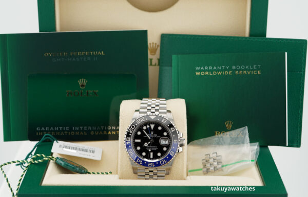 Rolex 126710BLNR GMT MASTER 2 BLACK BLUE BEZEL JUBILEE 2023 WARRANTY FULL SET - Image 2