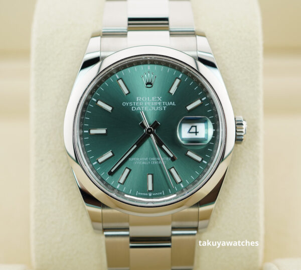 BRAND NEW Rolex 126200 DATEJUST 36 MINT GREEN DIAL OYSTER BAND 2024 WARRANTY FULL SET