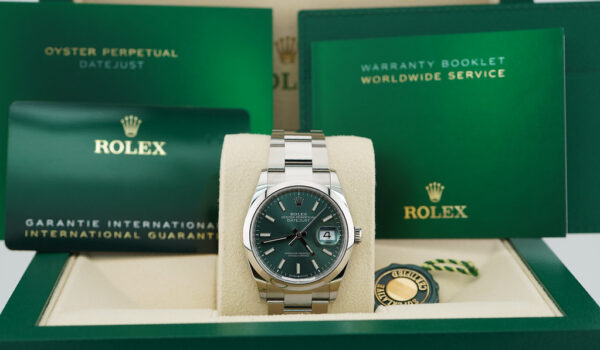 BRAND NEW Rolex 126200 DATEJUST 36 MINT GREEN DIAL OYSTER BAND 2024 WARRANTY FULL SET - Image 2