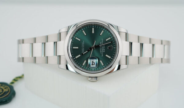 BRAND NEW Rolex 126200 DATEJUST 36 MINT GREEN DIAL OYSTER BAND 2024 WARRANTY FULL SET - Image 9