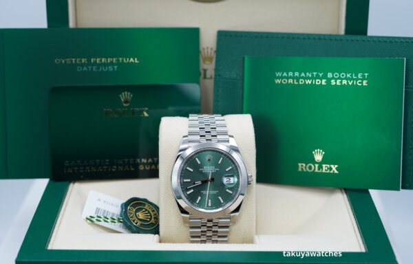 BRAND NEW Rolex 126300 DATEJUST 41 MINT GREEN DIAL JUBILEE BAND 2024 COMPLETE SET - Image 2