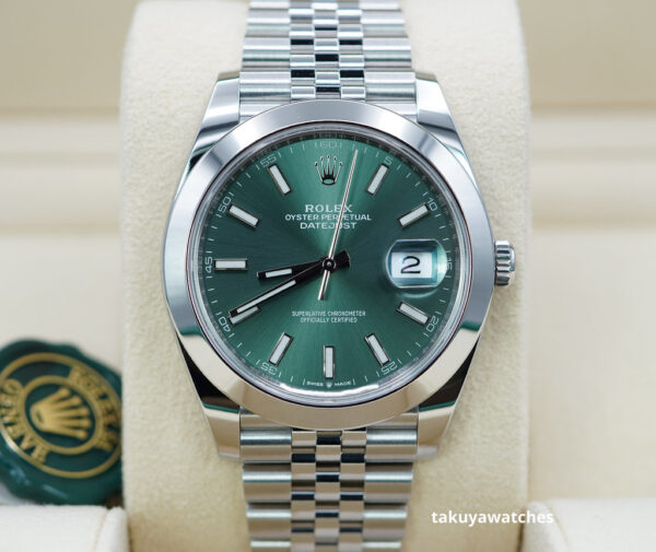 BRAND NEW Rolex 126300 DATEJUST 41 MINT GREEN DIAL JUBILEE BAND 2024 COMPLETE SET