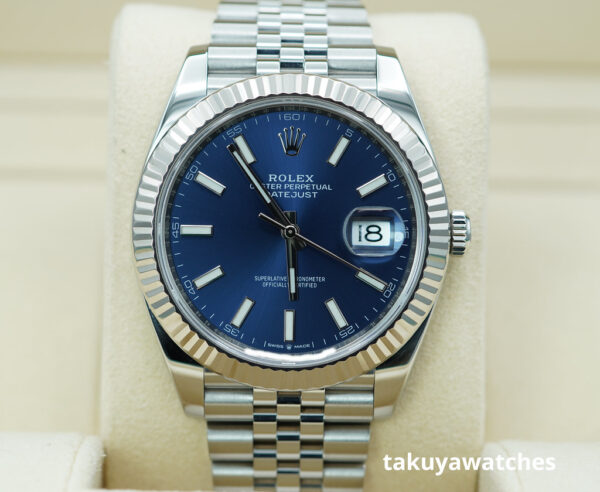 Rolex 126334 DATEJUST 41 FLUTED BEZEL BLUE STICK DIAL JUBILEE 2020 FULL SET