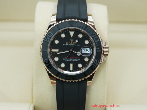 Rolex 126655 YACHTMASTER EVEROSE GOLD OYSTERFLEX 40MM 2020 WARRANTY FULL SET