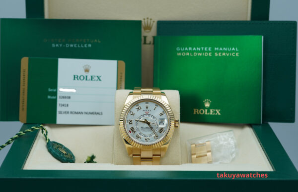 Rolex 326938 SKY-DWELLER 18K YELLOW GOLD SILVER ROMAN DIAL FULL SET - Image 2