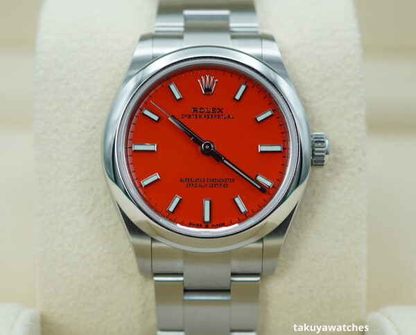 Rolex 277200 OYSTER PERPETUAL 31 CORAL RED DIAL 2022 WARRANTY FULL SET