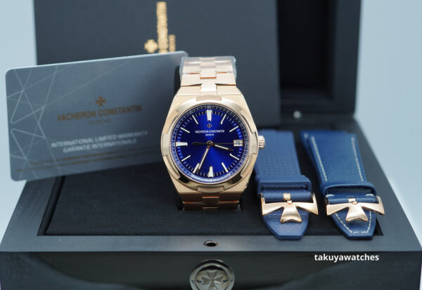 Vacheron CONSTANTIN OVERSEAS ROSE GOLD BLUE DIAL 4500V 2022 WARRANTY FULL SET - Image 2