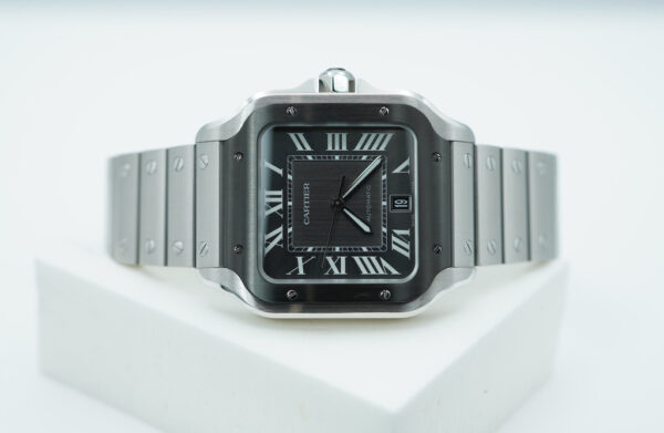 Cartier SANTOS DE CARTIER LARGE MODEL STEEL BLACK ADLC BEZEL AUTOMATIC FULL SET - Image 10
