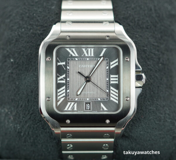 Cartier SANTOS DE CARTIER LARGE MODEL STEEL BLACK ADLC BEZEL AUTOMATIC FULL SET